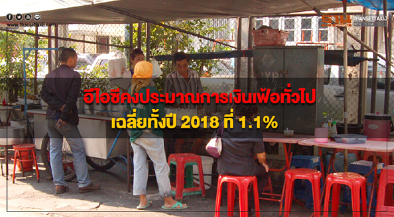 อีไอซีคงประมาณการอัตราเงินเฟ้อทั่วไปเฉลี่ยทั้งปี 2018 อยู่ที่ 1.1% อีไอซีคงประมาณการอัตราเงินเฟ้อทั่วไปเฉลี่ยทั้งปี 2018 อยู่ที่ 1.1%