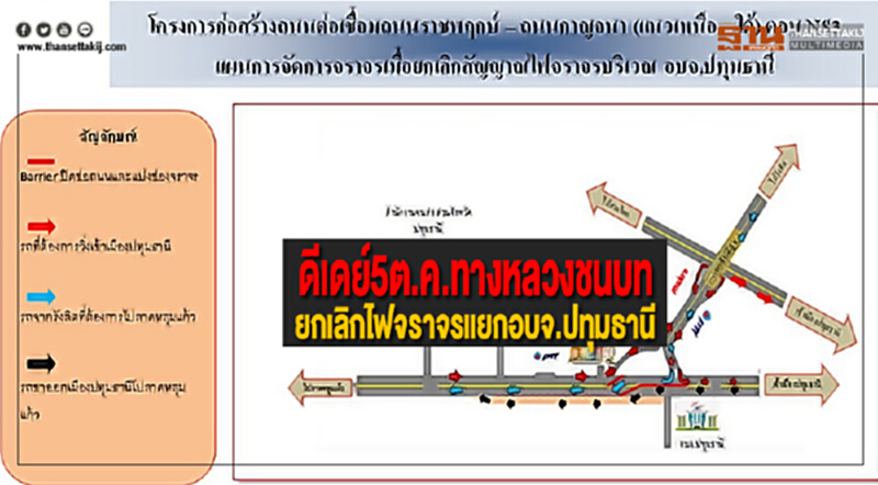 ดีเดย์5ต.ค.ทางหลวงชนบทยกเลิกไฟจราจรแยกอบจ.ปทุมธานี ดีเดย์5ต.ค.ทางหลวงชนบทยกเลิกไฟจราจรแยกอบจ.ปทุมธานี