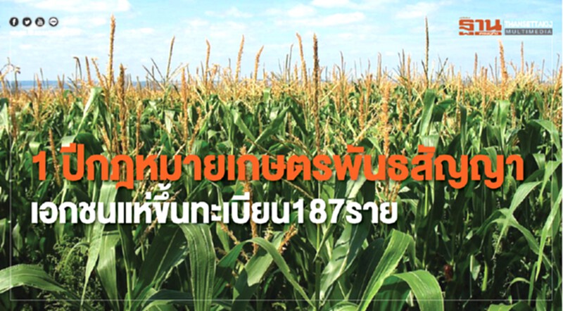 1 ปีกฎหมายเกษตรพันธสัญญา เอกชนแห่ขึ้นทะเบียน 187 ราย 1 ปีกฎหมายเกษตรพันธสัญญา เอกชนแห่ขึ้นทะเบียน 187 ราย