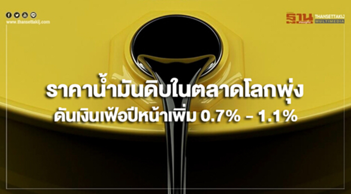 ราคาน้ำมันดิบในตลาดโลกพุ่ง...ดันเงินเฟ้อปีหน้าเพิ่มอีก 0.7% - 1.1% ราคาน้ำมันดิบในตลาดโลกพุ่ง...ดันเงินเฟ้อปีหน้าเพิ่มอีก 0.7% - 1.1%