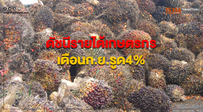 ดัชนีรายได้เกษตรกรเดือนก.ย.รูด 4% จากช่วงเดียวกันของปีก่อน ดัชนีรายได้เกษตรกรเดือนก.ย.รูด 4% จากช่วงเดียวกันของปีก่อน