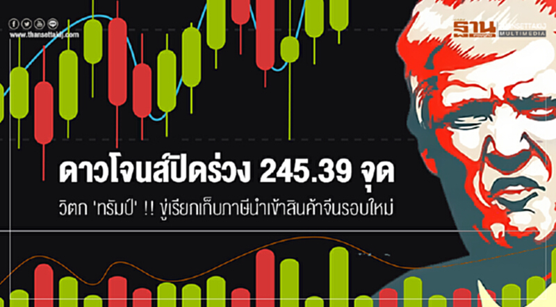 ดาวโจนส์ปิดร่วง 245.39 จุด วิตก 'ทรัมป์' !! ขู่เรียกเก็บภาษีนำเข้าสินค้าจีนรอบใหม่ ดาวโจนส์ปิดร่วง 245.39 จุด วิตก 'ทรัมป์' !! ขู่เรียกเก็บภาษีนำเข้าสินค้าจีนรอบใหม่