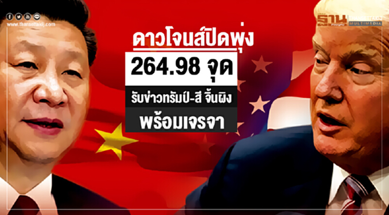ดาวโจนส์ปิดพุ่ง 264.98 จุด! รับข่าวทรัมป์-สี จิ้นผิง พร้อมเจรจาแก้ความขัดแย้งทางการค้า ดาวโจนส์ปิดพุ่ง 264.98 จุด! รับข่าวทรัมป์-สี จิ้นผิง พร้อมเจรจาแก้ความขัดแย้งทางการค้า
