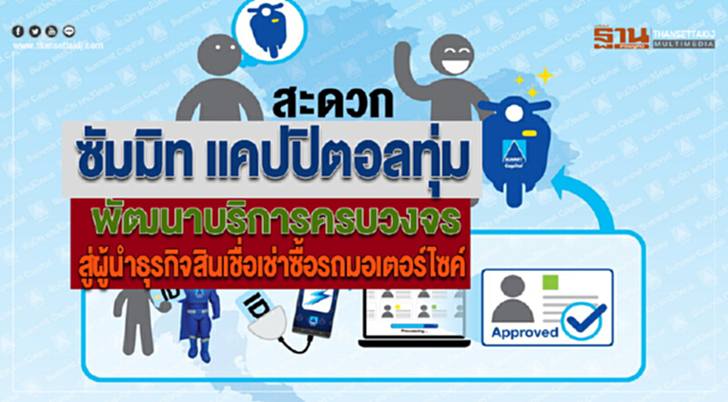 ซัมมิท แคปปิตอลทุ่มพัฒนาบริการครบวงจรสู่ผู้นำธุรกิจสินเชื่อเช่าซื้อรถมอเตอร์ไซค์ ซัมมิท แคปปิตอลทุ่มพัฒนาบริการครบวงจรสู่ผู้นำธุรกิจสินเชื่อเช่าซื้อรถมอเตอร์ไซค์