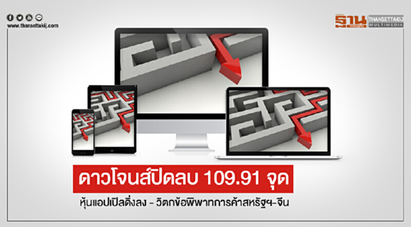 ดาวโจนส์ปิดลบ 109.91 จุด! หุ้นแอปเปิลดิ่งลง - วิตกข้อพิพาทการค้าสหรัฐฯ-จีน ดาวโจนส์ปิดลบ 109.91 จุด! หุ้นแอปเปิลดิ่งลง - วิตกข้อพิพาทการค้าสหรัฐฯ-จีน