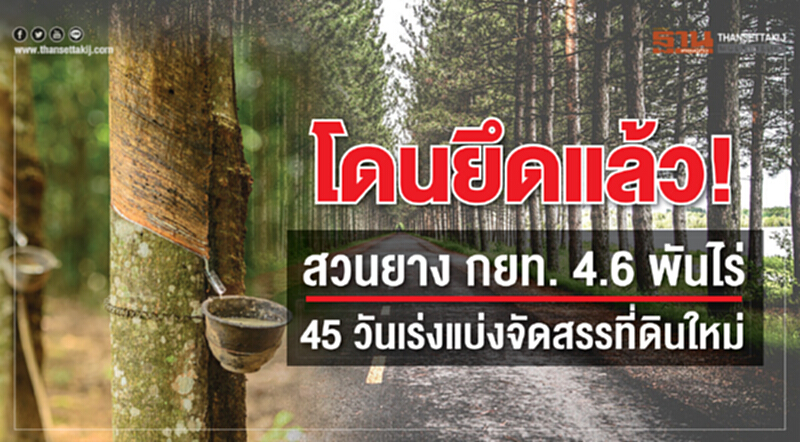 โดนยึดแล้ว! สวนยาง 4.6 พันไร่ 45 วัน เร่งแบ่งจัดสรรที่ดินใหม่ โดนยึดแล้ว! สวนยาง 4.6 พันไร่ 45 วัน เร่งแบ่งจัดสรรที่ดินใหม่