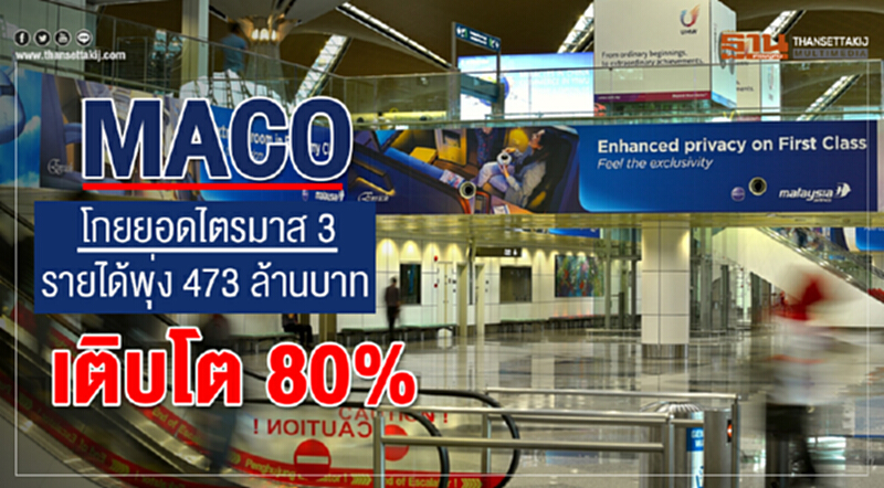 MACO โกยยอดไตรมาส 3 รายได้พุ่ง 473 ล้านบาท เติบโต 80% MACO โกยยอดไตรมาส 3 รายได้พุ่ง 473 ล้านบาท เติบโต 80%