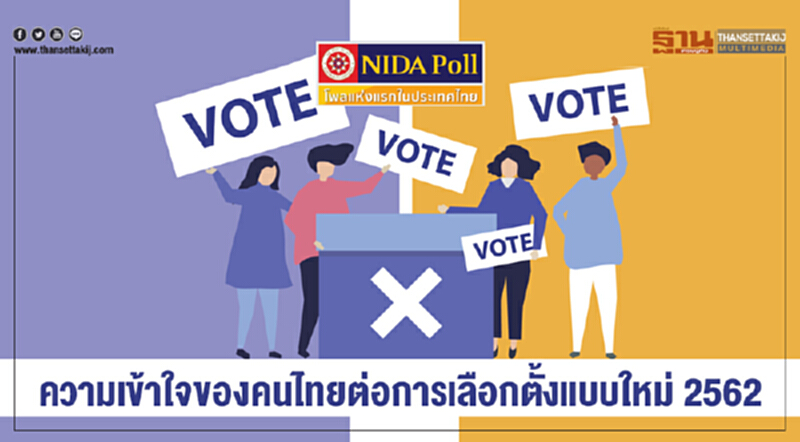 นิด้าโพล เผยผลสำรวจ "ความเข้าใจของคนไทยต่อการเลือกตั้งแบบใหม่ 2562" - ปชช. 95.80% ไปลงคะแนนแน่นอน นิด้าโพล เผยผลสำรวจ "ความเข้าใจของคนไทยต่อการเลือกตั้งแบบใหม่ 2562" - ปชช. 95.80% ไปลงคะแนนแน่นอน