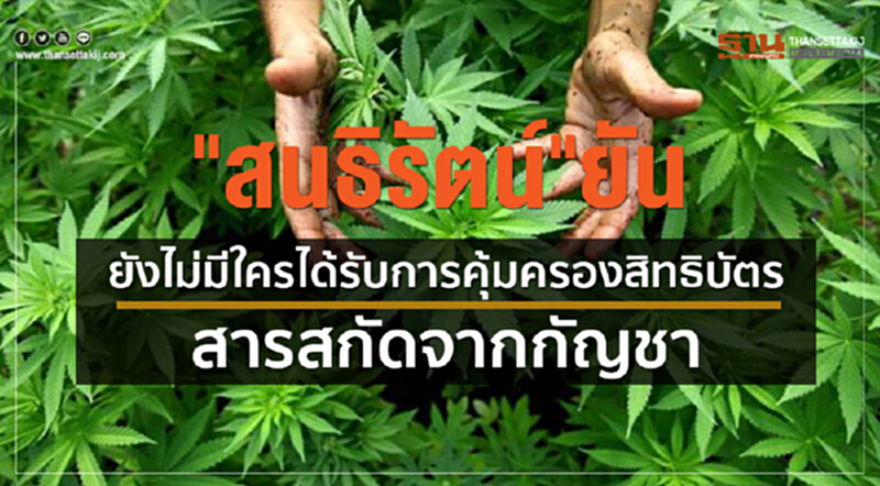 "สนธิรัตน์"ยันตอนนี้ไม่มีใครได้รับการคุ้มครองสิทธิบัตรสารสกัดจากกัญชา "สนธิรัตน์"ยันตอนนี้ไม่มีใครได้รับการคุ้มครองสิทธิบัตรสารสกัดจากกัญชา