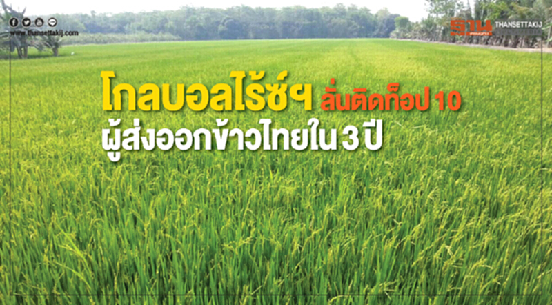 "โกลบอลไร้ซ์ฯ" ลั่น! ติดท็อป 10 ผู้ส่งออกข้าวไทยใน 3 ปี "โกลบอลไร้ซ์ฯ" ลั่น! ติดท็อป 10 ผู้ส่งออกข้าวไทยใน 3 ปี