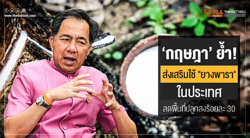'กฤษฎา' ย้ำ! ส่งเสริมใช้ "ยางพารา" ในประเทศ ลดพื้นที่ปลูกลงร้อยละ 30 'กฤษฎา' ย้ำ! ส่งเสริมใช้ "ยางพารา" ในประเทศ ลดพื้นที่ปลูกลงร้อยละ 30