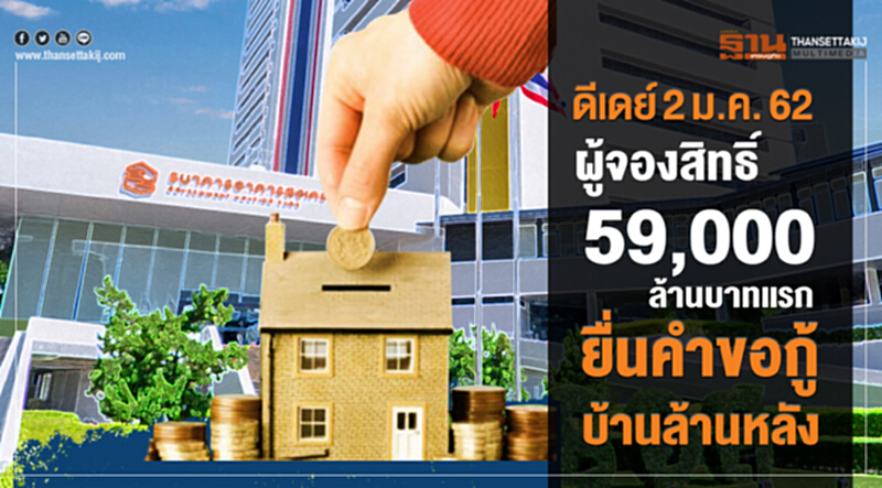 ดีเดย์ 2 ม.ค. 62 ผู้จองสิทธิ์ 59,000 ล้านบาทแรก ยื่นคำขอกู้ "บ้านล้านหลัง" ดีเดย์ 2 ม.ค. 62 ผู้จองสิทธิ์ 59,000 ล้านบาทแรก ยื่นคำขอกู้ "บ้านล้านหลัง"