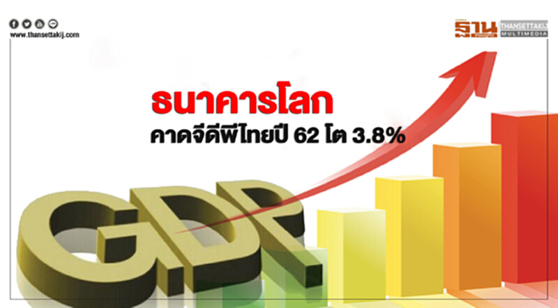 ธนาคารโลกคาดจีดีพีไทยปี 62-63 โต 3.8% และ 3.9% ตามลำดับ ธนาคารโลกคาดจีดีพีไทยปี 62-63 โต 3.8% และ 3.9% ตามลำดับ
