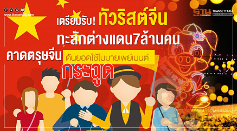 เตรียมรับ! "ทัวริสต์จีน" ทะลักต่างแดน 7 ล้านคน เตรียมรับ! "ทัวริสต์จีน" ทะลักต่างแดน 7 ล้านคน