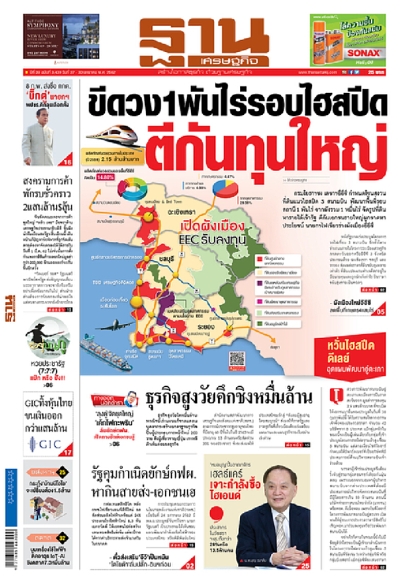 หน้าหนึ่ง! หนังสือพิมพ์ฐานเศรษฐกิจ ปีที่ 38 ฉบับที่ 3,439 วันที่ 27 - 30 ม.ค. 2562 หน้าหนึ่ง! หนังสือพิมพ์ฐานเศรษฐกิจ ปีที่ 38 ฉบับที่ 3,439 วันที่ 27 - 30 ม.ค. 2562