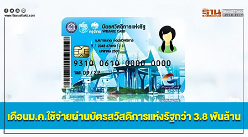 เดือนม.ค.ใช้จ่ายผ่านบัตรสวัสดิการแห่งรัฐกว่า 3.8 พันล้าน เดือนม.ค.ใช้จ่ายผ่านบัตรสวัสดิการแห่งรัฐกว่า 3.8 พันล้าน