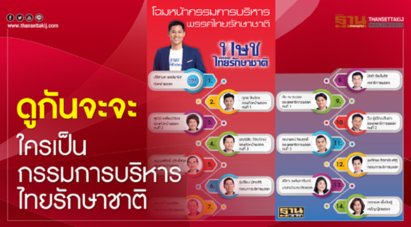 ดูกันจะจะ!!! ใครเป็นกรรมการบริหารพรรคไทยรักษาชาติ ดูกันจะจะ!!! ใครเป็นกรรมการบริหารพรรคไทยรักษาชาติ