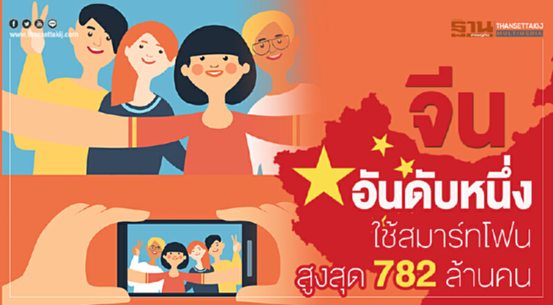 จีน อันดับหนึ่งใช้สมาร์ทโฟนสูงสุด 782 ล้านคน จีน อันดับหนึ่งใช้สมาร์ทโฟนสูงสุด 782 ล้านคน