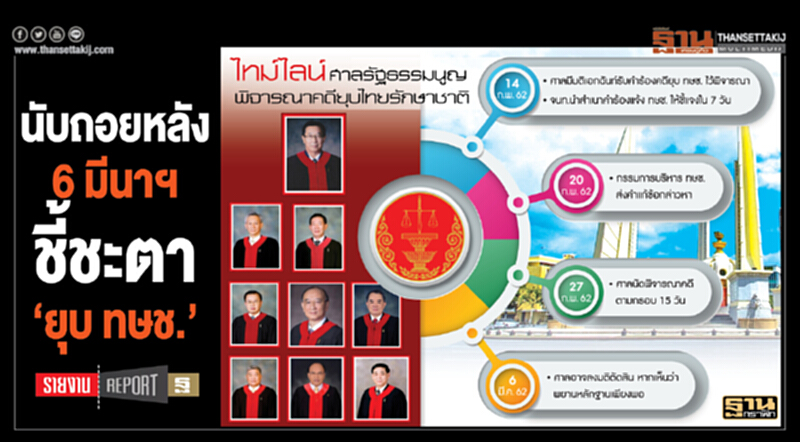 นับถอยหลัง 6 มีนาฯ ชี้ชะตา "ยุบ ทษช." นับถอยหลัง 6 มีนาฯ ชี้ชะตา "ยุบ ทษช."