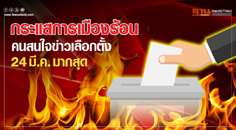 กระแสการเมืองร้อน! คนสนใจข่าวเลือกตั้ง 24 มี.ค. มากสุด กระแสการเมืองร้อน! คนสนใจข่าวเลือกตั้ง 24 มี.ค. มากสุด