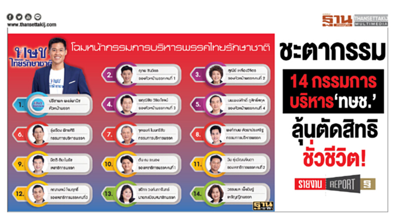 ชะตากรรม 14 กรรมการบริหาร "ทษช." ลุ้นตัดสิทธิการเมืองชั่วชีวิต!! ชะตากรรม 14 กรรมการบริหาร "ทษช." ลุ้นตัดสิทธิการเมืองชั่วชีวิต!!