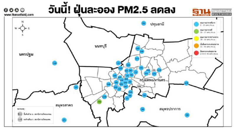 กรมควบคุมมลพิษเผยวันนี้! ปริมาณฝุ่นละออง PM2.5 ลดลง อยู่ในเกณฑ์มาตรฐานทุกพื้นที่ กรมควบคุมมลพิษเผยวันนี้! ปริมาณฝุ่นละออง PM2.5 ลดลง อยู่ในเกณฑ์มาตรฐานทุกพื้นที่