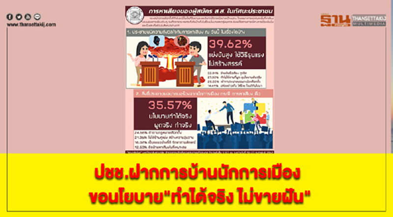 ปชช.ฝากการบ้านนักการเมือง ขอนโยบาย"ทำได้จริง ไม่ขายฝัน" ปชช.ฝากการบ้านนักการเมือง ขอนโยบาย"ทำได้จริง ไม่ขายฝัน"