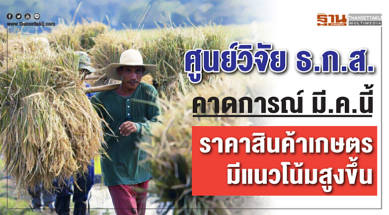 ศูนย์วิจัย ธ.ก.ส. คาดการณ์ มี.ค. นี้ ราคาสินค้าเกษตรมีแนวโน้มสูงขึ้น ศูนย์วิจัย ธ.ก.ส. คาดการณ์ มี.ค. นี้ ราคาสินค้าเกษตรมีแนวโน้มสูงขึ้น
