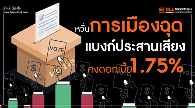 หวั่น "การเมือง" ฉุด! แบงก์ประสานเสียงคงดอกเบี้ย 1.75% หวั่น "การเมือง" ฉุด! แบงก์ประสานเสียงคงดอกเบี้ย 1.75%
