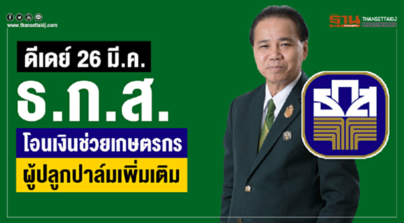 ดีเดย์ 26 มี.ค. ธ.ก.ส. โอนเงินช่วยเกษตรกรผู้ปลูกปาล์มเพิ่มเติม ดีเดย์ 26 มี.ค. ธ.ก.ส. โอนเงินช่วยเกษตรกรผู้ปลูกปาล์มเพิ่มเติม