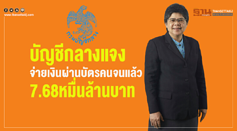 บัญชีกลางแจง จ่ายเงินผ่านบัตรคนจนแล้ว 7.68 หมื่นล้านบาท บัญชีกลางแจง จ่ายเงินผ่านบัตรคนจนแล้ว 7.68 หมื่นล้านบาท