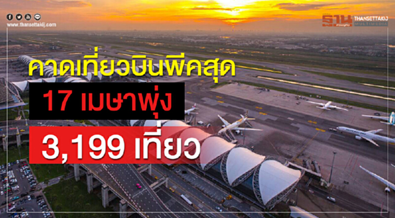 คาด "เที่ยวบิน" พีคสุด 17 เม.ย. พุ่ง 3,199 เที่ยว คาด "เที่ยวบิน" พีคสุด 17 เม.ย. พุ่ง 3,199 เที่ยว