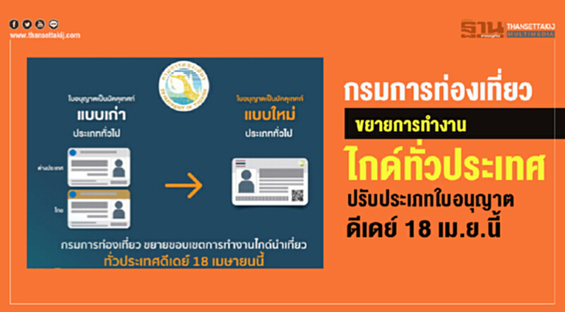 กรมการท่องเที่ยวขยายการทำงาน "ไกด์" ทั่วประเทศ ปรับประเภทใบอนุญาต ดีเดย์ 18 เม.ย. นี้ กรมการท่องเที่ยวขยายการทำงาน "ไกด์" ทั่วประเทศ ปรับประเภทใบอนุญาต ดีเดย์ 18 เม.ย. นี้