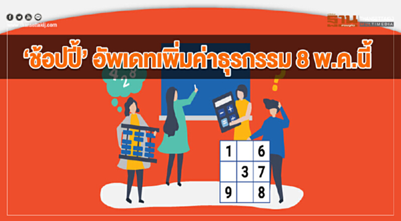 'ช้อปปี้' อัพเดทเพิ่มค่าธุรกรรม 8 พ.ค. นี้!! 'ช้อปปี้' อัพเดทเพิ่มค่าธุรกรรม 8 พ.ค. นี้!!