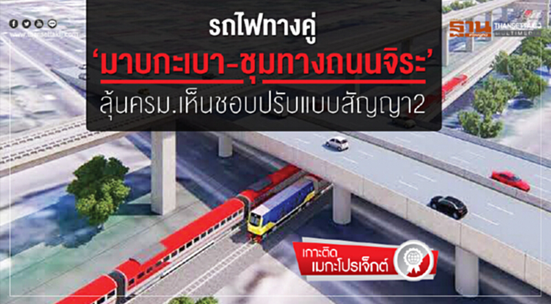 รถไฟทางคู่ ‘มาบกะเบา-ชุมทางถนนจิระ’ ลุ้นครม.เห็นชอบปรับแบบสัญญา2 รถไฟทางคู่ ‘มาบกะเบา-ชุมทางถนนจิระ’ ลุ้นครม.เห็นชอบปรับแบบสัญญา2