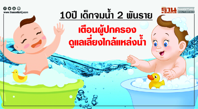 10ปี เด็กจมน้ำ 2 พันราย เตือนผู้ปกครองดูแลเลี่ยงใกล้แหล่งน้ำ 10ปี เด็กจมน้ำ 2 พันราย เตือนผู้ปกครองดูแลเลี่ยงใกล้แหล่งน้ำ