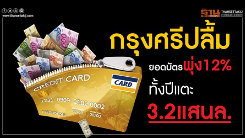 กรุงศรีปลื้มยอดบัตรพุ่ง12% ทั้งปีแตะ3.2แสนล. กรุงศรีปลื้มยอดบัตรพุ่ง12% ทั้งปีแตะ3.2แสนล.