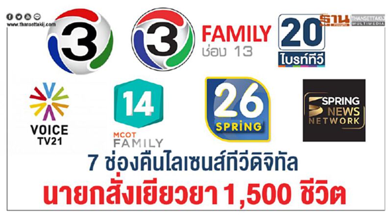 7 ช่องคืนไลเซนส์ทีวีดิจิทัล นายกสั่งเยียวยา 1,500 ชีวิต 7 ช่องคืนไลเซนส์ทีวีดิจิทัล นายกสั่งเยียวยา 1,500 ชีวิต
