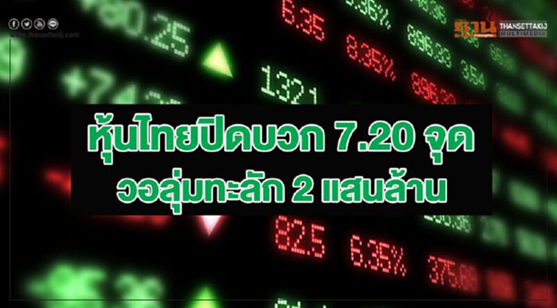 หุ้นไทยปิดบวก 7.20 จุด วอลุ่มทะลักกว่า 2 แสนล้าน หุ้นไทยปิดบวก 7.20 จุด วอลุ่มทะลักกว่า 2 แสนล้าน