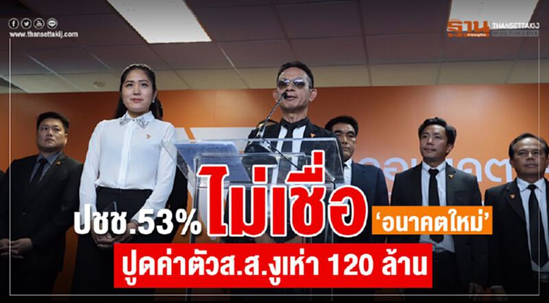 ปชช. 53%ไม่เชื่อ“อนาคตใหม่”ปูดค่าตัวส.ส.งูเห่า 120 ล้าน ปชช. 53%ไม่เชื่อ“อนาคตใหม่”ปูดค่าตัวส.ส.งูเห่า 120 ล้าน