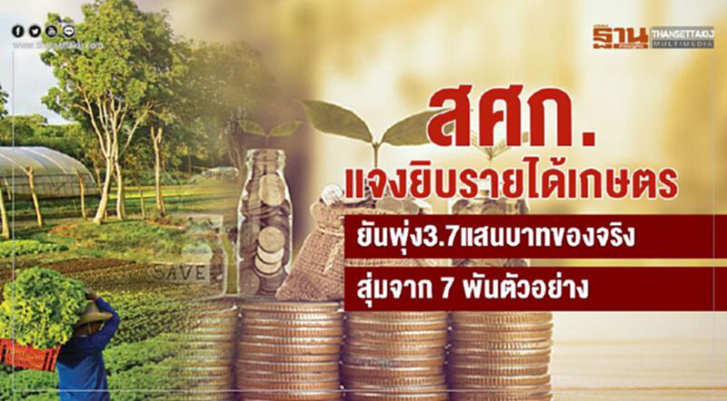 สศก.แจงยิบรายได้เกษตร ยันพุ่ง 3.7 แสนบาทของจริง-สุ่มจาก 7 พันตัวอย่าง สศก.แจงยิบรายได้เกษตร ยันพุ่ง 3.7 แสนบาทของจริง-สุ่มจาก 7 พันตัวอย่าง