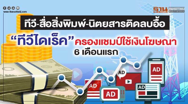 ทีวี-สิ่งพิมพ์-นิตยสารติดลบอื้อ     “ทีวีไดเร็ค” ครองแชมป์ใช้เงินสูงสุด 6 เดือนแรก  