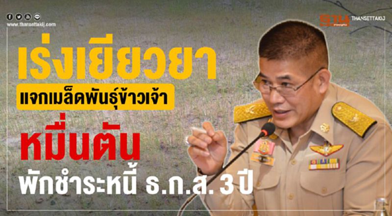 เร่งเยียวยาแจกเมล็ดพันธุ์ข้าวเจ้าหมื่นตัน พักชำระหนี้ ธ.ก.ส. 3 ปี เร่งเยียวยาแจกเมล็ดพันธุ์ข้าวเจ้าหมื่นตัน พักชำระหนี้ ธ.ก.ส. 3 ปี