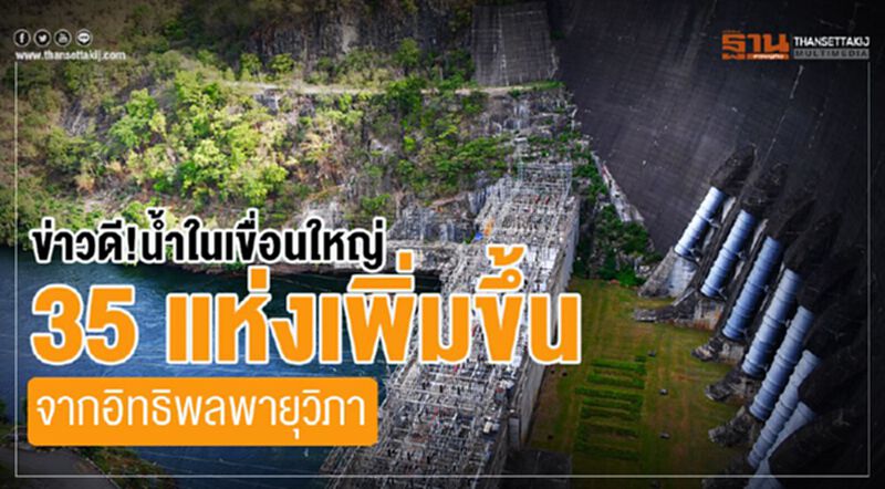 ข่าวดี!น้ำในเขื่อนใหญ่ 35 แห่งเพิ่มขึ้น จากอิทธิพลพายุวิภา ข่าวดี!น้ำในเขื่อนใหญ่ 35 แห่งเพิ่มขึ้น จากอิทธิพลพายุวิภา