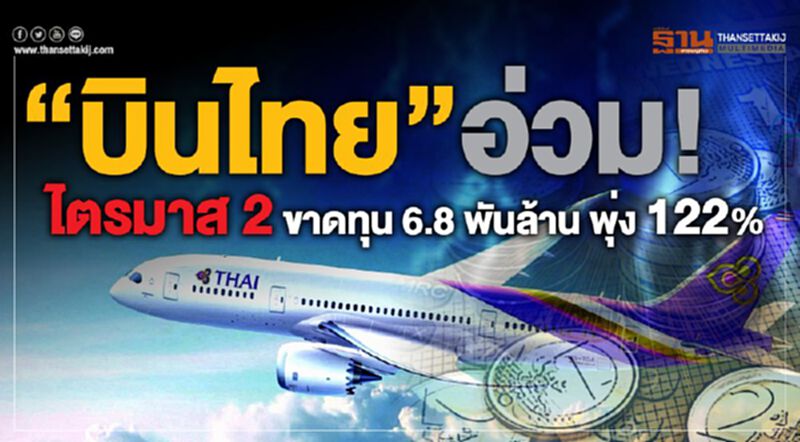 “บินไทย”อ่วม! ไตรมาส2 ขาดทุน 6.8 พันล้านพุ่ง 122% “บินไทย”อ่วม! ไตรมาส2 ขาดทุน 6.8 พันล้านพุ่ง 122%