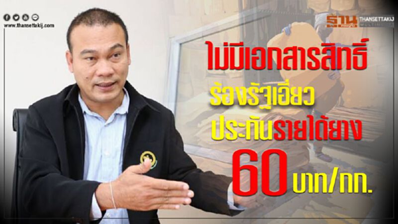 ไม่มีเอกสารสิทธิ์ร้องรัฐเอี่ยวประกันรายได้ยาง 60 บาท/กก. ไม่มีเอกสารสิทธิ์ร้องรัฐเอี่ยวประกันรายได้ยาง 60 บาท/กก.