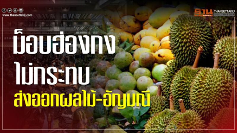 ม็อบฮ่องกงไม่กระทบ ส่งออกผลไม้-อัญมณี ม็อบฮ่องกงไม่กระทบ ส่งออกผลไม้-อัญมณี
