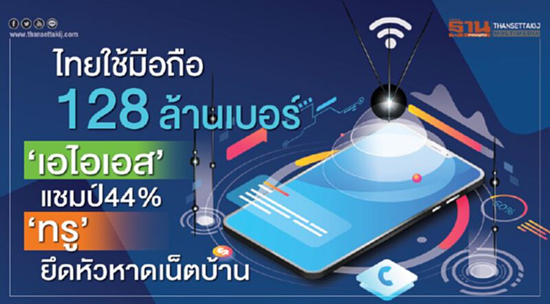 ไทยใช้มือถือ128ล้านเบอร์ ‘เอไอเอส’แชมป์ 44% ‘ทรู’ยึดหัวหาดเน็ตบ้าน ไทยใช้มือถือ128ล้านเบอร์ ‘เอไอเอส’แชมป์ 44% ‘ทรู’ยึดหัวหาดเน็ตบ้าน