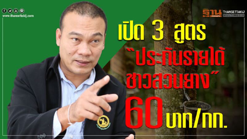 เปิด 3 สูตร “ประกันรายได้ชาวสวนยาง” 60 บาท/กก. เปิด 3 สูตร “ประกันรายได้ชาวสวนยาง” 60 บาท/กก.