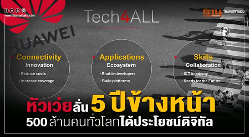 หัวเว่ยลั่น5ปีข้างหน้า 500 ล้านคนทั่วโลกได้ประโยชน์ดิจิทัล หัวเว่ยลั่น5ปีข้างหน้า 500 ล้านคนทั่วโลกได้ประโยชน์ดิจิทัล